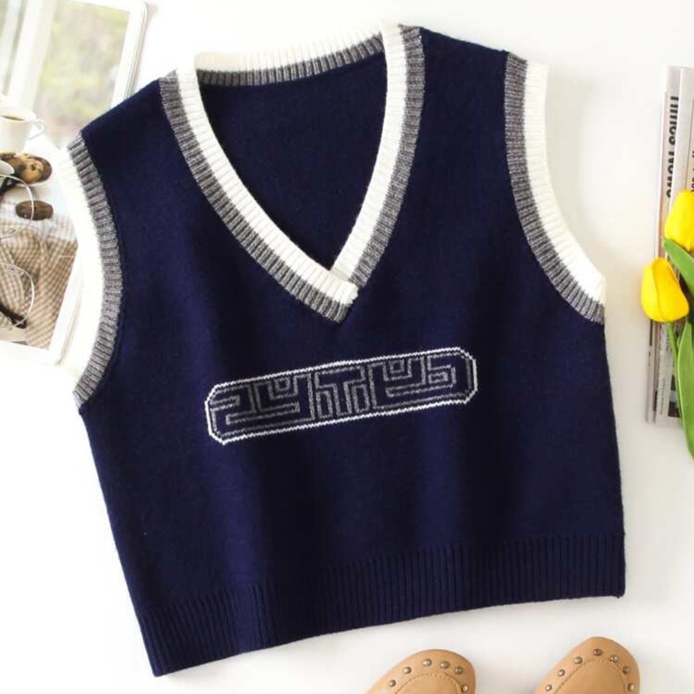 Navy Blue & White Sweater Vest NWOT